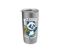 1st Grade Here I Come Back to First Day of School Panda Stainless Steel Insulated Tumbler