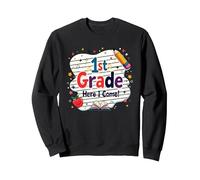 1st Grade Here I Come Cute School Milestone Sweatshirt, Adult Unisex, Black, XL