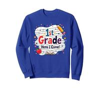 1st Grade Here I Come Cute School Milestone Sweatshirt, Adult Unisex, Royal Blue, XXL