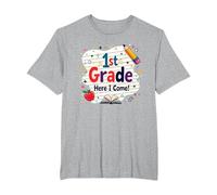 1st Grade Here I Come Cute School Milestone T-Shirt, Men's Big and Tall, Heather Grey, 2X Tall