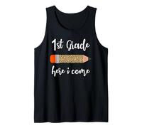 1st Grade Here I Come Leopard Pencil Back to School Student Tank Top