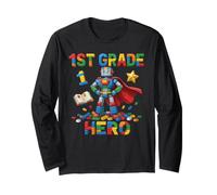 1st Grade Hero Robot Interlocking Bricks School Long Sleeve T-Shirt