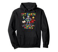 1st Grade Hero Robot Interlocking Bricks School Pullover Hoodie