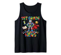 1st Grade Hero Robot Interlocking Bricks School Tank Top