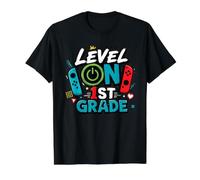 1st Grade Level Unlocked Video Game Back to School Boys Value Graphic T-Shirt, Men, Black, S