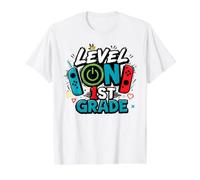 1st Grade Level Unlocked Video Game Back to School Boys Value Graphic T-Shirt, Men, White, L