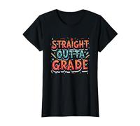1st Grade Teacher Straight Outta First Grade Gift T-Shirt, Women, Black, L
