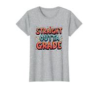 1st Grade Teacher Straight Outta First Grade Gift T-Shirt, Women, Heather Grey, L