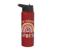 1st Grade Vibes Pencil Rainbow Back to School, Boys Girls Stainless Steel Insulated Water Bottle