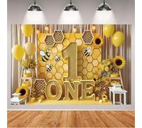 1st Happy Birthday Backdrop Blue Balloons Clouds Large Number 1 Text Design Newborn Boy Girl Birthday Party Decoration One Year Old Kids Cake Smash Decoration Studio Photo Props (D, 5X3FT)