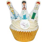 1st Holy Communion Mixed Edible Boy Pre-Cut Wafer Decorations + Round Dove Pre-Cut Toppers - Pack of 24 Mixed Boys (3 Different Designs) & 24 Doves 201-743-48 - by CDA Products