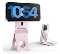 1ST IDEA Phone Tripod Stand, Aluminum Alloy Phone Stand Compatible with Magsafe iPhone 16/15/14/13/12 Series, Foldable Strong Magnetic Phone Stand, Mult-Angle Adjustment Pocket Tripod (Pink)
