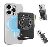 1ST IDEA Upgraded for MagSafe Wallet, High-Strength Strapping Phone Magnetic Wallet and Phone Card Holder, Slim Hard Case for iPhone 16 Pro Max /15 Pro Max/14/13/12 Series (With Grip, Black)