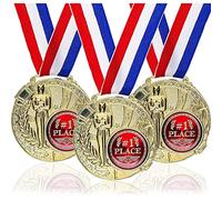 1st Place Medals, 6-Pack of Gold Award Medals with Ribbons, Suitable for Various Events
