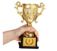 1st Place Trophy Gold Plastic Cup with Adhesive First Place Plate and Base