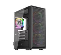 1st Player Go6-BK-4FS1 ATX Gaming Case - Black - Mesh Front Panel - Tempered Glass Side with 4 x 120mm FRGB Fans - Inspired by the ancient game, built for modern gamers