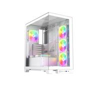 1st Player MI8 White Mid Tower Tempared Glass White Gaming PC Case with 7x ARGB Fans