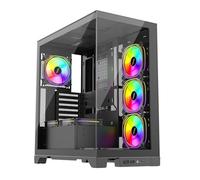 1st Player MIKU Mi8 - Dual Chamber Gaming Case with 7 ARGB Fans Pre-Installed - Panoramic Glass Panels with Bezel-Less Design - USB 3.0 & Type C - Black