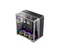 1st Player RT7 ARGB ATX Black PC Gaming Case with Digital Display and Curved Panoramic Tempered Glass (4 x ARGB Fans Pre-installed)