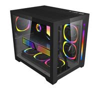 1st Player Steampunk SP7 - ATX Gaming Case - Dual Chamber - RGB LED Bar - Panoramic Quick Release Front/Side Tempered Glass - Support 360mm Radiator - USB 3.0 x 2 / USB Type C x 1 - Black