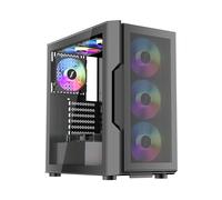 1st Player T7-P Mesh - Black ATX Gaming Case - Ultra-fine metal mesh front panel, Tempered glass, Screwless panel design with Snap-on front, left, and right panels