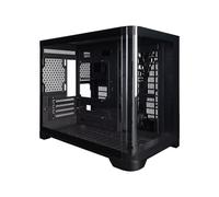 1st Player UV6 Micro ATX Black PC Gaming Case - Dual Chamber, Curved Panoramic Tempered Glass - UV6 Black No Fans