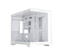 1st Player UV6 Micro ATX White PC Gaming Case - Dual Chamber, Curved Panoramic Tempered Glass - UV6 White No Fans