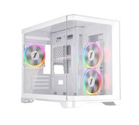 1st Player UV6 ARGB Micro ATX White PC Gaming Case - Dual Chamber, Curved Panoramic Tempered Glass - 3 x 120mm ARGB Fans Pre-installed