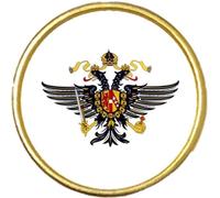 1st Queens Dragoon Guards Military Round Gold Colour Badge And Velveteen Bag