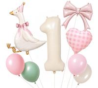 1st Silly Goose Birthday Balloons for Girls Pink Number One Decorations
