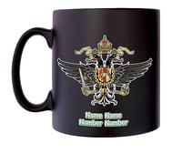 1st The Queens Dragoon Guards Mug with Personalise Option Image of Military Emblem Flag Crest Insignia MOD Official Product Coffee Tea 10oz Black Satin Klassek Gift Present
