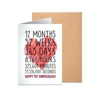 1st Wedding Anniversary Card for Couple - Romantic One Year Keepsake for Husband & Wife - Heartfelt Card for Him, Her, Mum & Dad - 4.9x6.9 Inch with Envelope