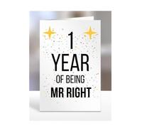 1st Wedding Anniversary Card, of being Mr Right, Gifts for Husband, Boyfriend, Fiance, Couple, Ideas, Men, Him, Male, Presents for Christmas, 1 year, A5-176b_1