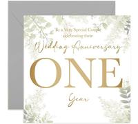 1st Wedding Anniversary Card - One Year Anniversaries - Gift for Special Couple Celebrating - First Wedding Anniversary - Eucalyptus Botanical Design