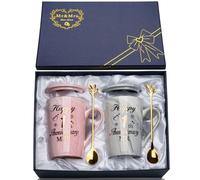 1st Wedding Anniversary Gif-ts, First Anniversary Gif-t, 2PCS Happy 1st Anniversary Gif-ts Mr and Mrs Gifts Marble Ceramic Cup 14oz with Spoon, Giftbox, First Year Anniversar-y Gifts for Couple, Him