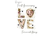 1st Wedding Anniversary Greeting Card Hand-Finished Champagne Range Cards JGS622