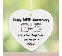 1st Wedding Anniversary Plaque Ornament 1 Year Together Happy Paper Anniversary Ceramics Heart Keepsake Gift for Husband Wife Partner