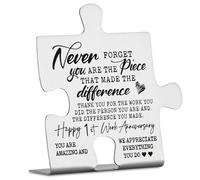 1st Work Anniversary Decor Gifts for Women, Men, Thank You Appreciation 1Year Work Anniversary Plaque Gifts for Employee, Him, Her, Happy 1st Work Anniversary Decorative Signs YCC19