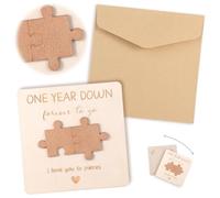 1st Year Happy Anniversary Card for Husband Wife, Wooden First Anniversary Card for Him Her 1 Year Wedding Card Funny Wood One for Couple