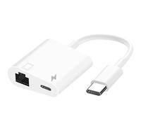 1STCHAMP MFi Certified 2 in 1 USB C to RJ45 Ethernet LAN Network Adapter with 60W USB Type C Charge Port Compatible with iPhone 16/15 Tablet/Laptop and USB C Devices,Supports 10/100Mbps