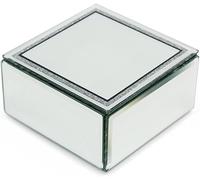 1stclassgifts Beautiful Hestia Mirror Glass Jewellery Box With Black Border 12cm