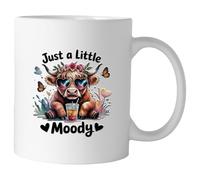 1stclassgifts Colourful Highland Cow 11oz Ceramic Mug Selection of Funny Designs Available Just a Little Moody, Apparently I Have Attitude (UV Printed) (Just A Little Moody)
