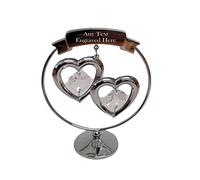 1stclassgifts [Custom] Personalised Engraved Crystocraft Double Heart Ornament With Clear Crystals Ideal For Birthday Mothers Day Christmas Wedding/Anniversary/Birthday/Retirement