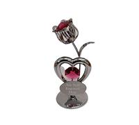 1stclassgifts [Custom] Personalised Engraved Crystocraft Tulip Ornament With Ruby Red Crystals Ideal For Birthday Mothers Day Christmas Wedding/Anniversary/Birthday/Retirement