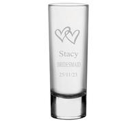 1stclassgifts [Custom] Personalised Engraved Wedding Double Heart Design Tall Shot Glass 2oz Wedding Best Man Groomsman Usher Groom Bride Bridesmaid