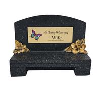 1stclassgifts In Loving Memory Of Memorial Bench With Plaque Grave Marker With Butterfly Design Mum Dad & Lots More Black/Gold (UV PRINTED) (Wife)