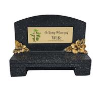 1stclassgifts In Loving Memory Of Memorial Bench With Plaque Grave Marker With Cross Design Mum Dad & Lots More Black/Gold (UV PRINTED) (Wife)