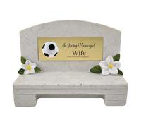 1stclassgifts In Loving Memory Of Memorial Bench With Plaque Grave Marker With Football Design Mum Dad & Lots More White/Gold (UV PRINTED) (Wife)