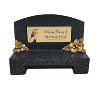 1stclassgifts In Loving Memory Of Memorial Bench With Plaque Grave Marker With Robin Design Mum Dad & Lots More Black/Gold (UV PRINTED) (Mum & Dad)