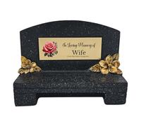 1stclassgifts In Loving Memory Of Memorial Bench With Plaque Grave Marker With Rose Design Mum Dad & Lots More Black/Gold (UV PRINTED) (Wife)